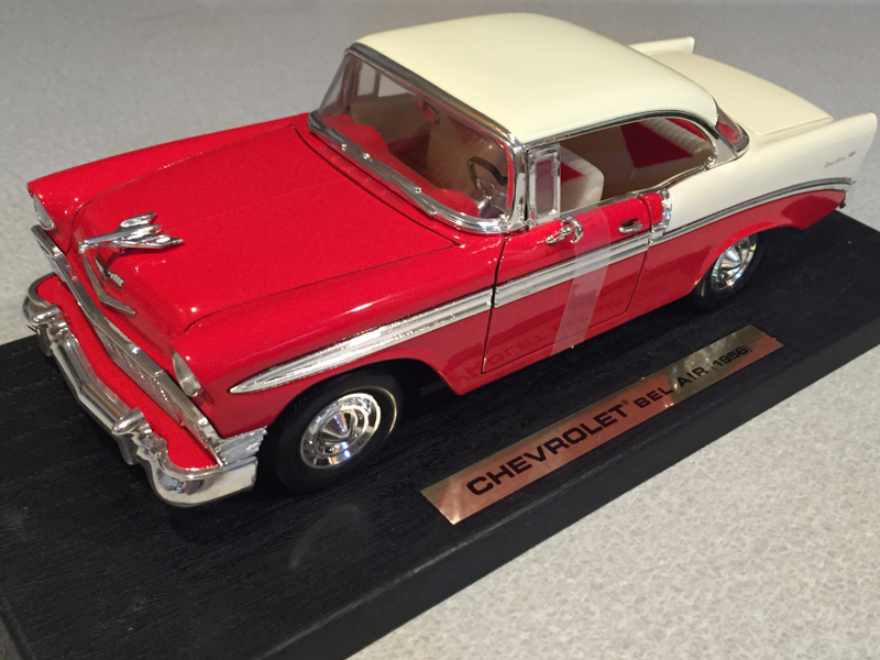 My grandfather got this car mint in box at an auction several years ago and I just got it from him. The first car that he ever bought new was a ‘56 Chevy. More on that later.